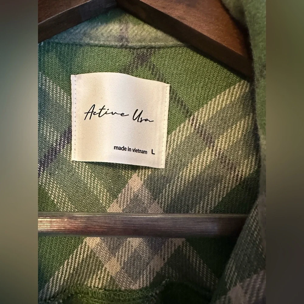 Green Plaid Women's Shacket - Picture 3 of 5